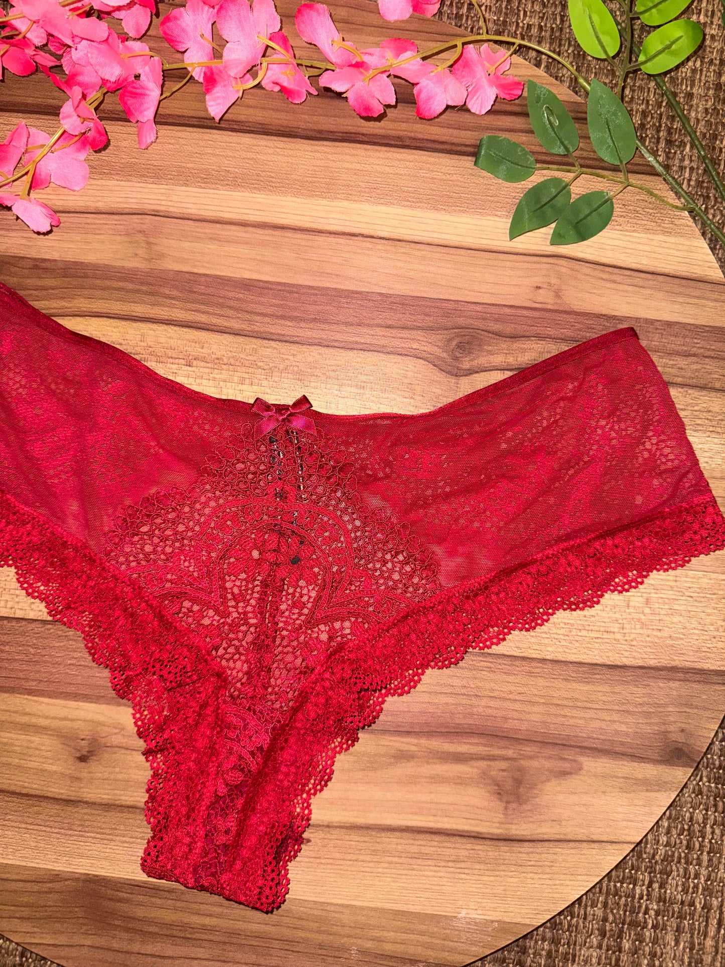 Vs fancy panty blood red large