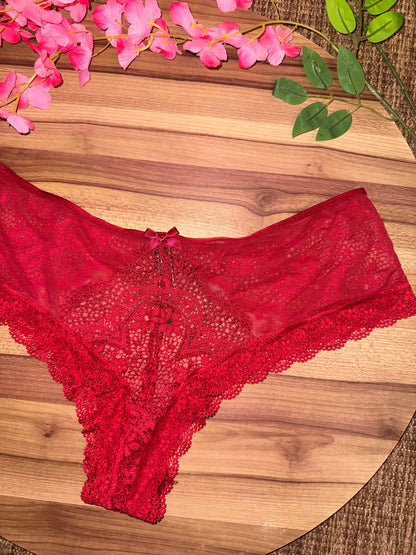 Vs fancy panty blood red large