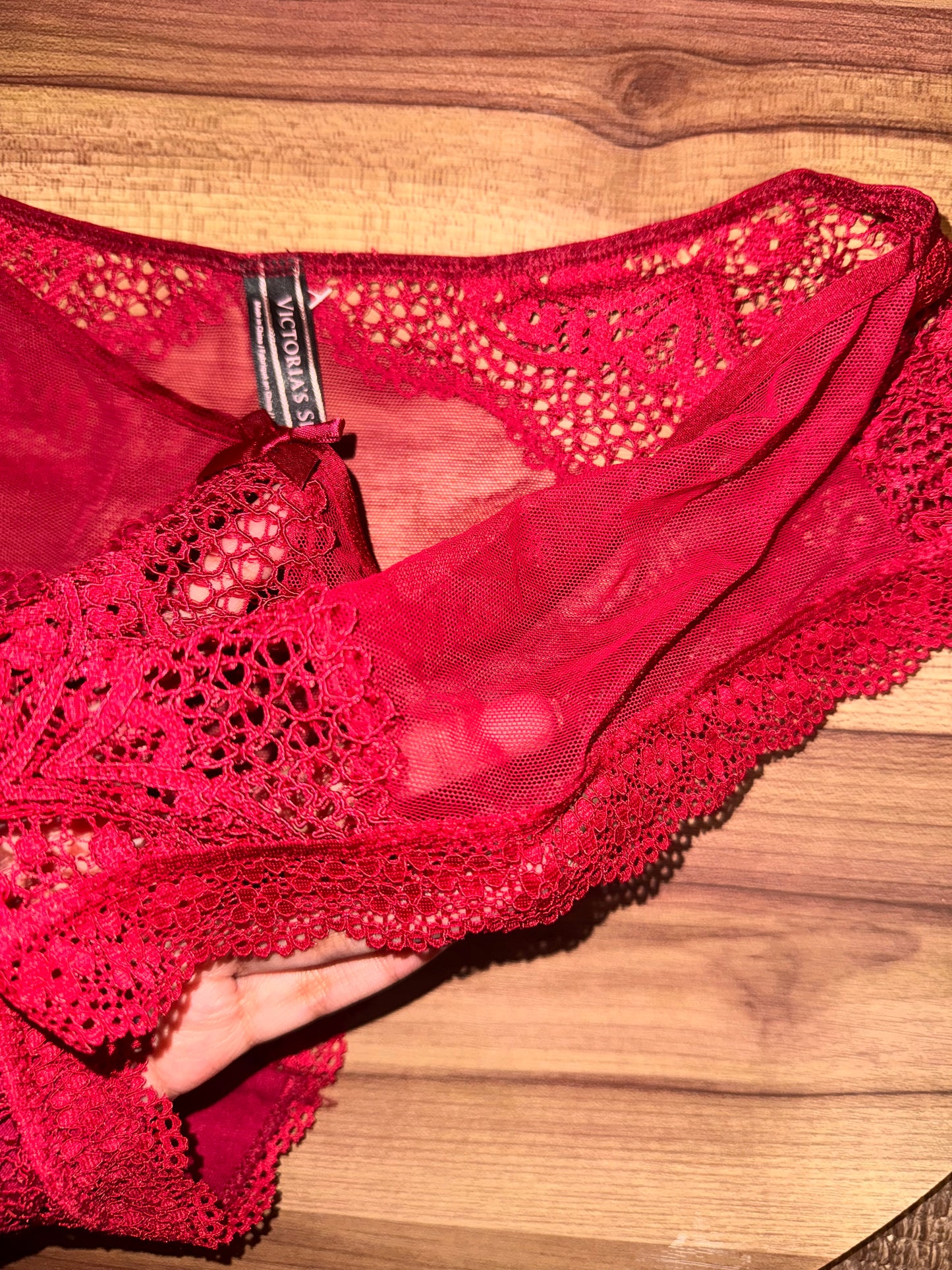 Vs fancy panty blood red large