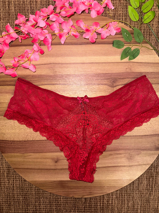 Vs fancy panty blood red large